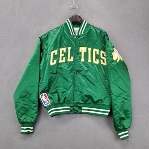 Vintage Starter Boston Celtics NBA Satin Bomber Jacket Green Size XL 90s